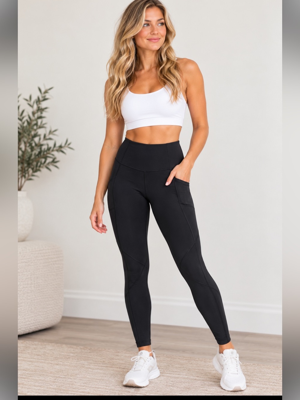 Lululemon Black High Rise Full Length Leggings Side Pockets Zip Pocket